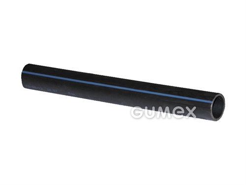 PE trubka HD100, 1/2", 16bar, polyetylen, černá s modrým pruhem